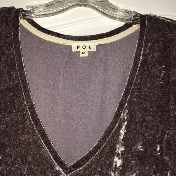 POL V neck velvet top M in mocha. EUC. No stains or tears. Reposhing - Picture 3 of 3